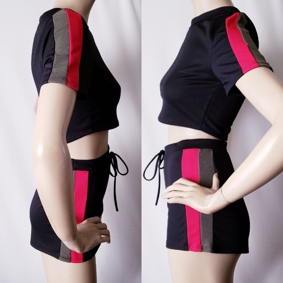 Common Crush Black, Green & Red On Trend Short Set - Picture 4 of 8